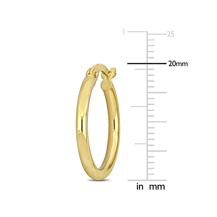 14K Yellow Gold Polished Hoop Earrings (20mm) Image 3