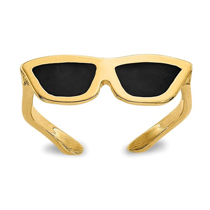 14K Yellow Gold Sunglasses with Black Enamel Toe Ring Image 1