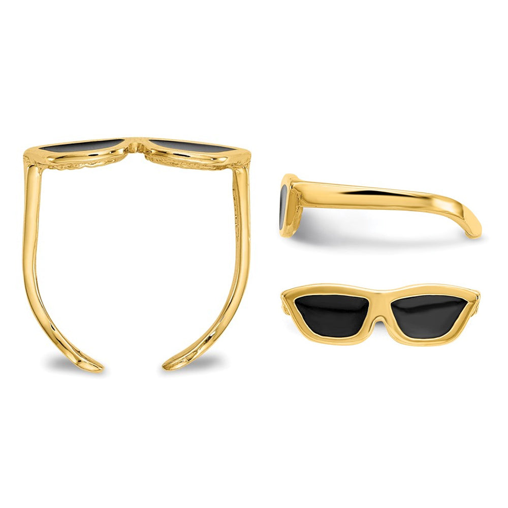 14K Yellow Gold Sunglasses with Black Enamel Toe Ring Image 3