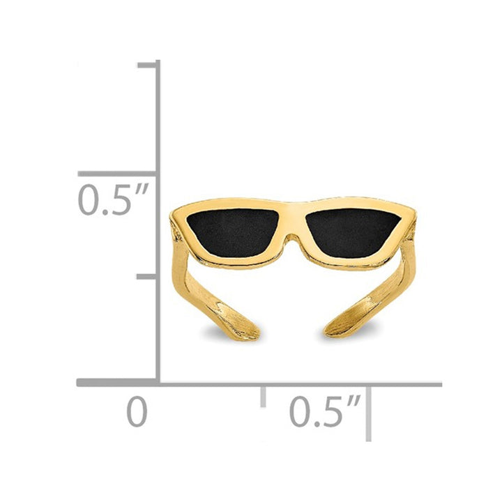 14K Yellow Gold Sunglasses with Black Enamel Toe Ring Image 4