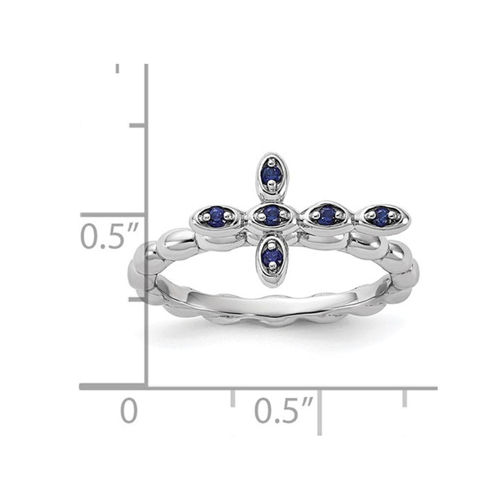 1/10 Carat (ctw) Lab-Created Sapphire Cross Ring in Sterling Silver Image 3