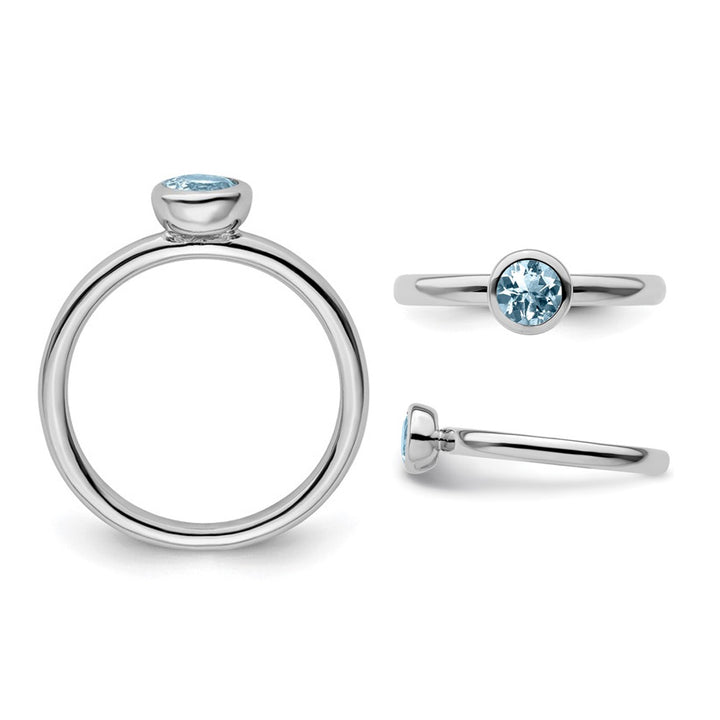 2/5 Carat (ctw) Aquamarine Solitaire Ring in Sterling Silver Image 4