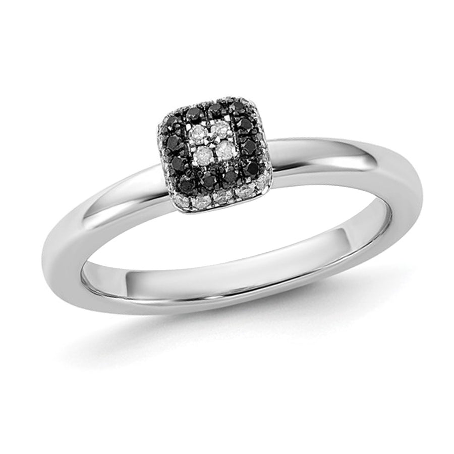 1/6 Carat (ctw) Black and White Diamond Ring in Sterling Silver Image 1