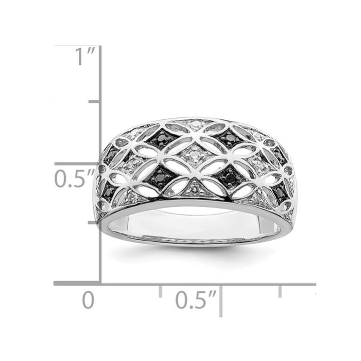1/8 Carat (ctw) Black and White Diamond Ring in Sterling Silver Image 4