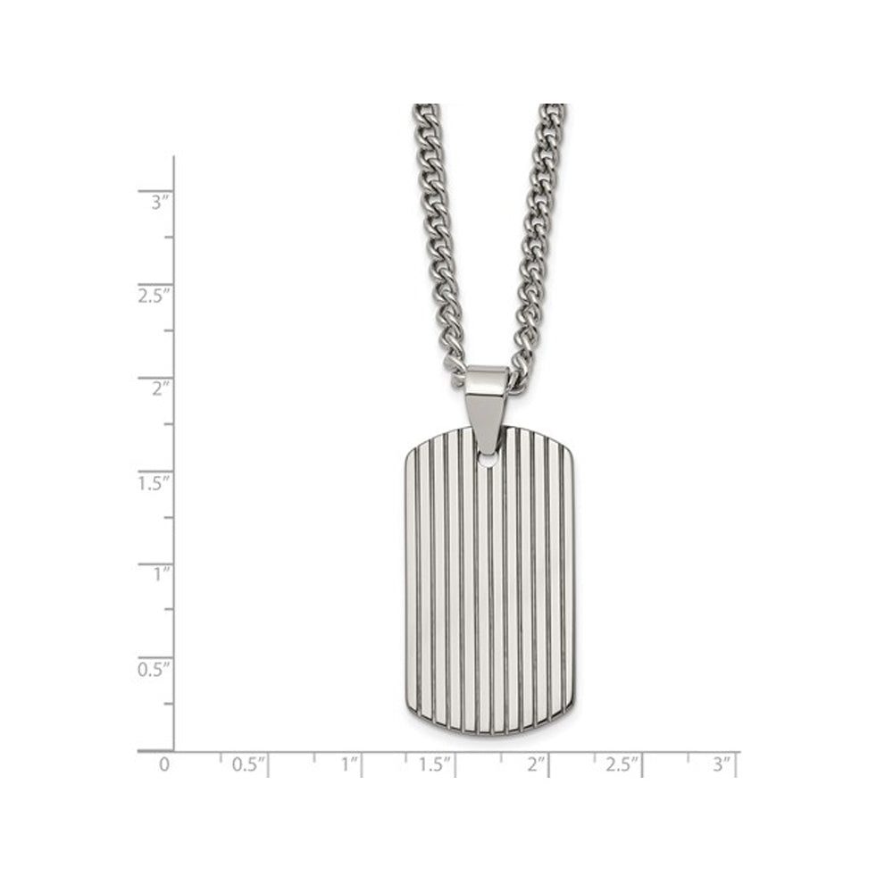Mens Polished Tungsten Line Pendant Necklace with Chain (22 Inches) Image 3