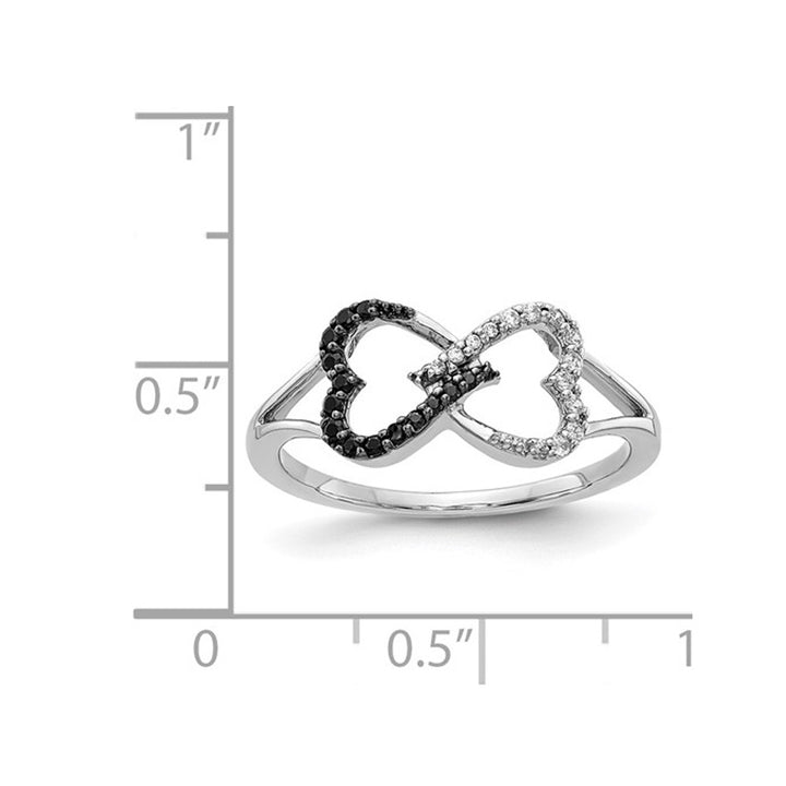 1/7 Carat (ctw) Black and White Diamond Heart Promise Ring in 14K White Gold Image 4