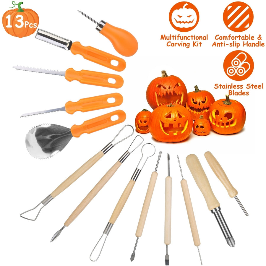 13Pcs Halloween Pumpkin Carving Kit Stainless Steel Carving Kit Pumpkin Sculpting Cutting Kit Halloween Decorative Tools Image 1