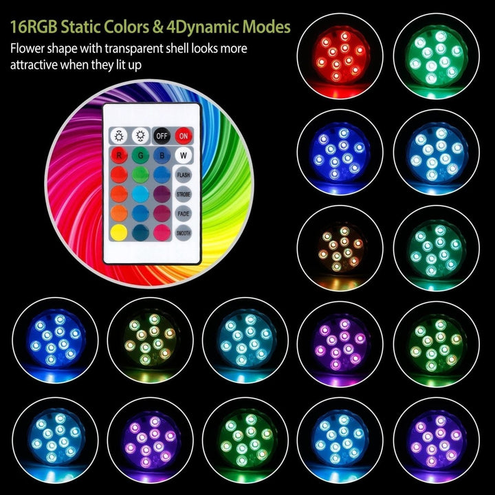 4Pcs Submersible RGB LED Lights IP68 Waterproof Underwater Color Changing Lamps Remote Control Image 3