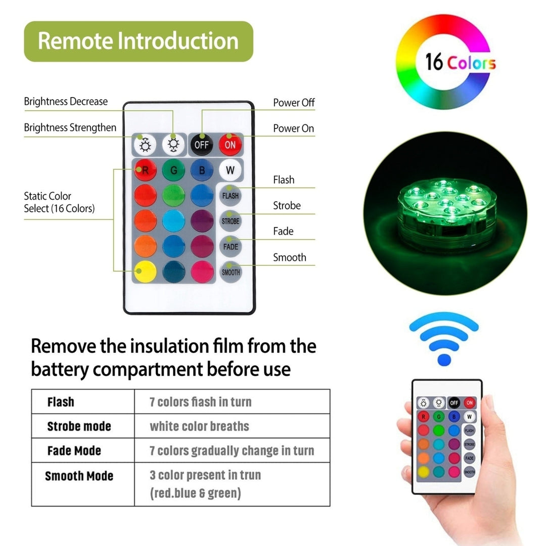 4Pcs Submersible RGB LED Lights IP68 Waterproof Underwater Color Changing Lamps Remote Control Image 4