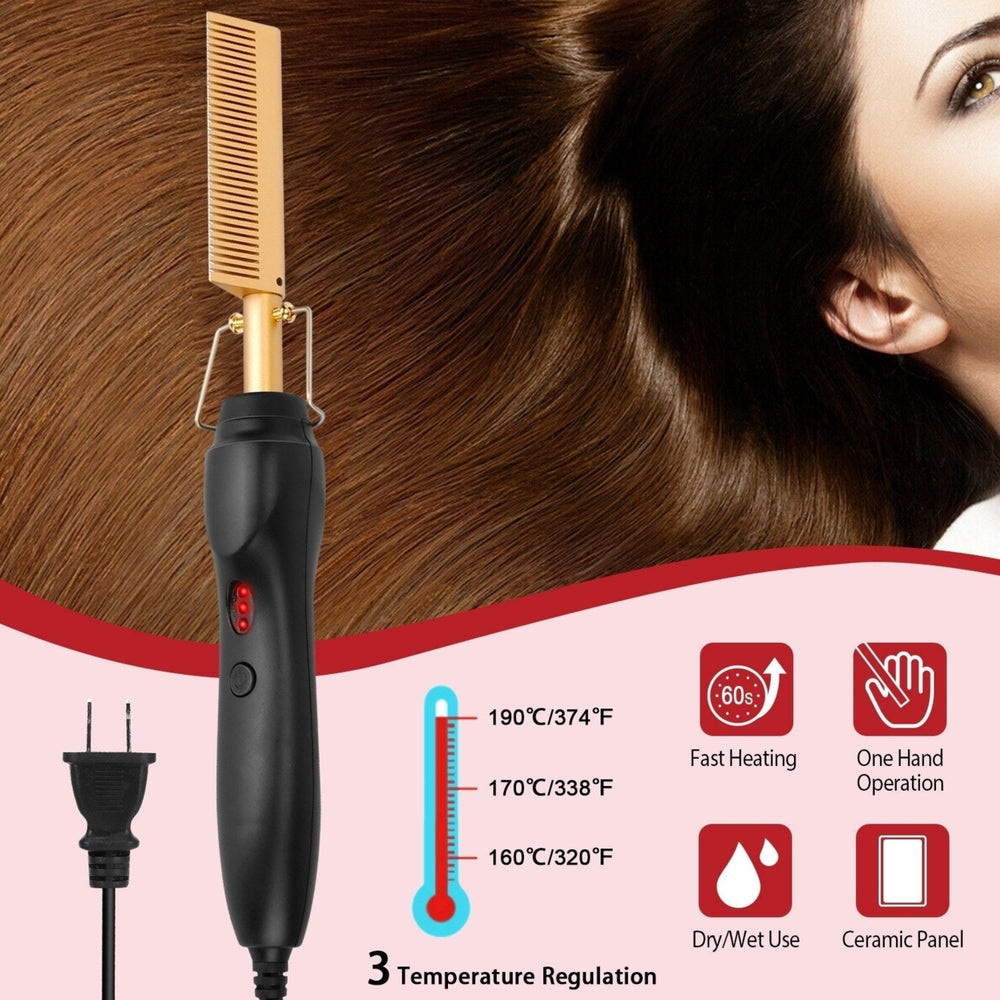 Electric Heating Hair Comb PTC Ceramic Hair Straightener Curler Brush Hair Straight Styler Wet Dry Use Image 2