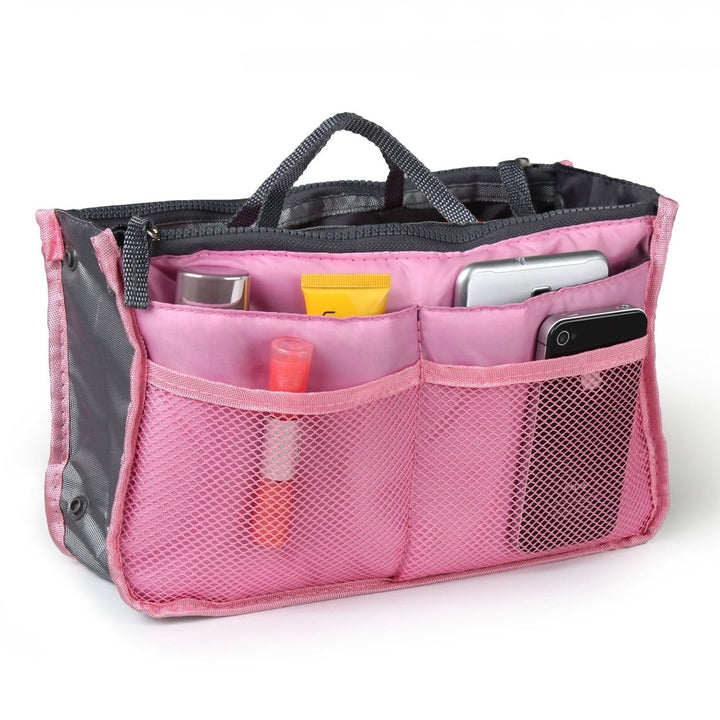Women Lady Travel Insert Handbag Organiser Makeup Bags Toiletry Purse Liner with Hand Strap Image 4