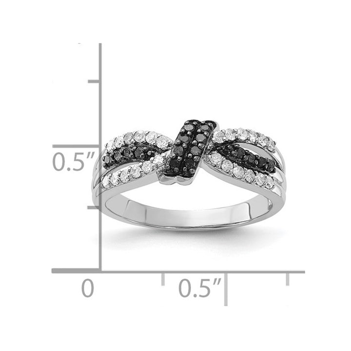 1/3 Carat (ctw) Black and White Diamond Knot Ring in Sterling Silver Image 4
