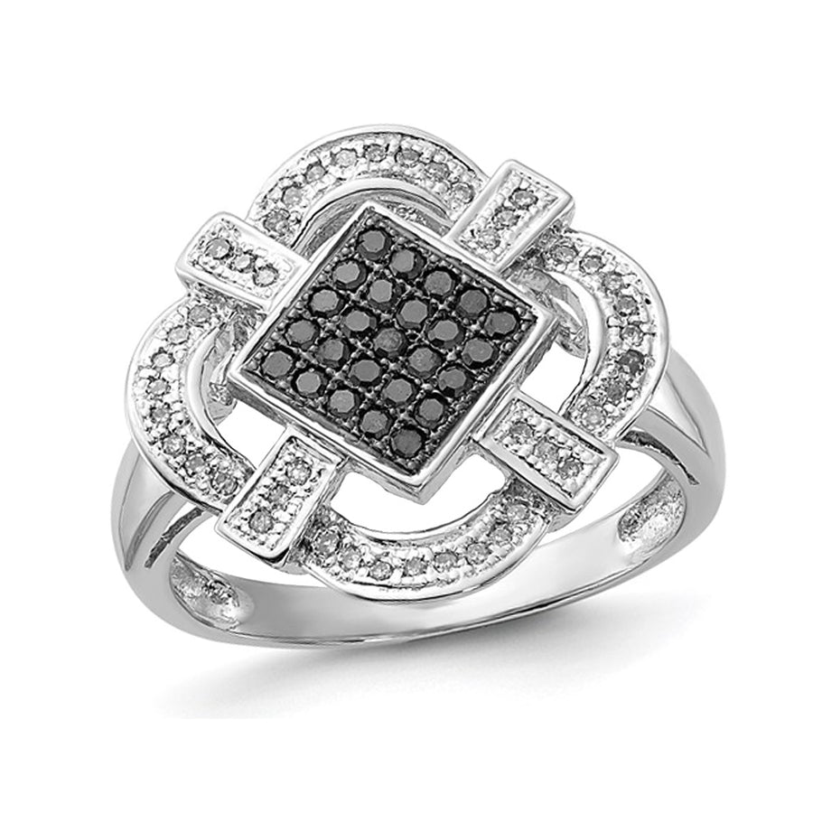 1/3 Carat (ctw) Black and White Diamond Ring in Sterling Silver Image 1