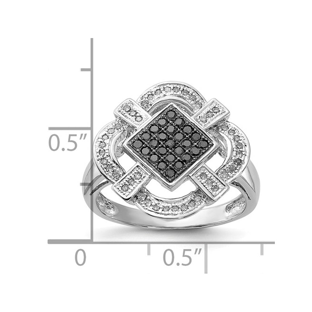 1/3 Carat (ctw) Black and White Diamond Ring in Sterling Silver Image 4