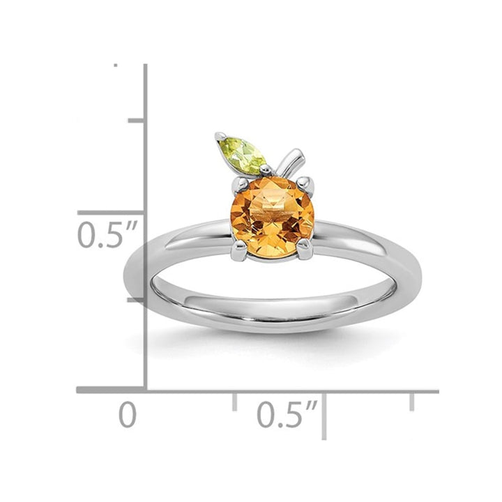 3/4 Carat (ctw) Citrine Orange with Peridot Leaf Ring in Sterling Silver Image 3