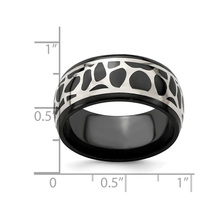 Mens Black Titanium 10mm Cobblestone Ring with Sterling Silver Image 3
