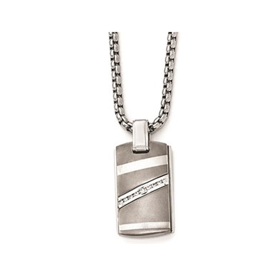 Mens Titanium Necklace with  Diamond 1/6 carat (ctw) and Chain (20 Inches) Image 1