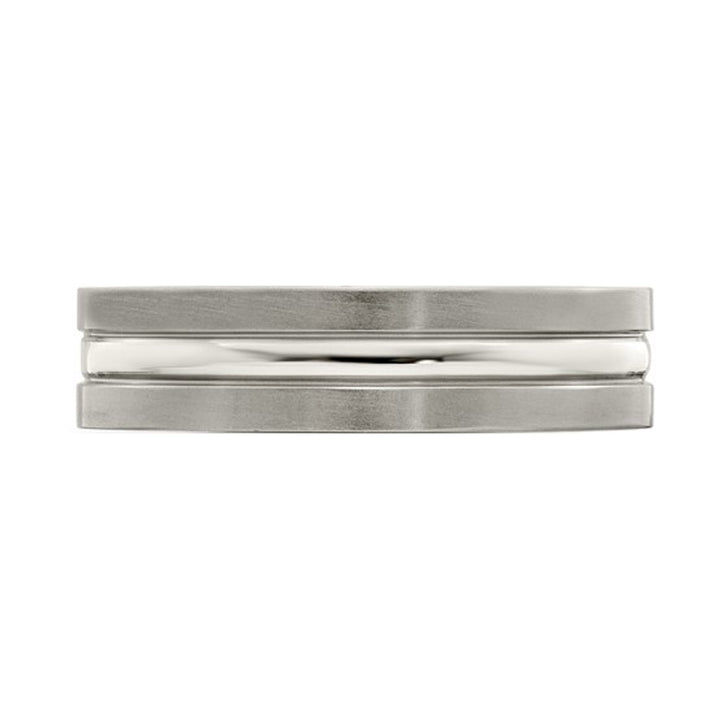 Ladies or Mens Titanium Brushed and Polished Band Ring (6mm) Image 4