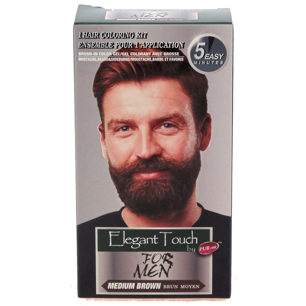 Mustache and Beard Color Kit for Men Medium Brown Elegant Touch by PUR-est Image 2