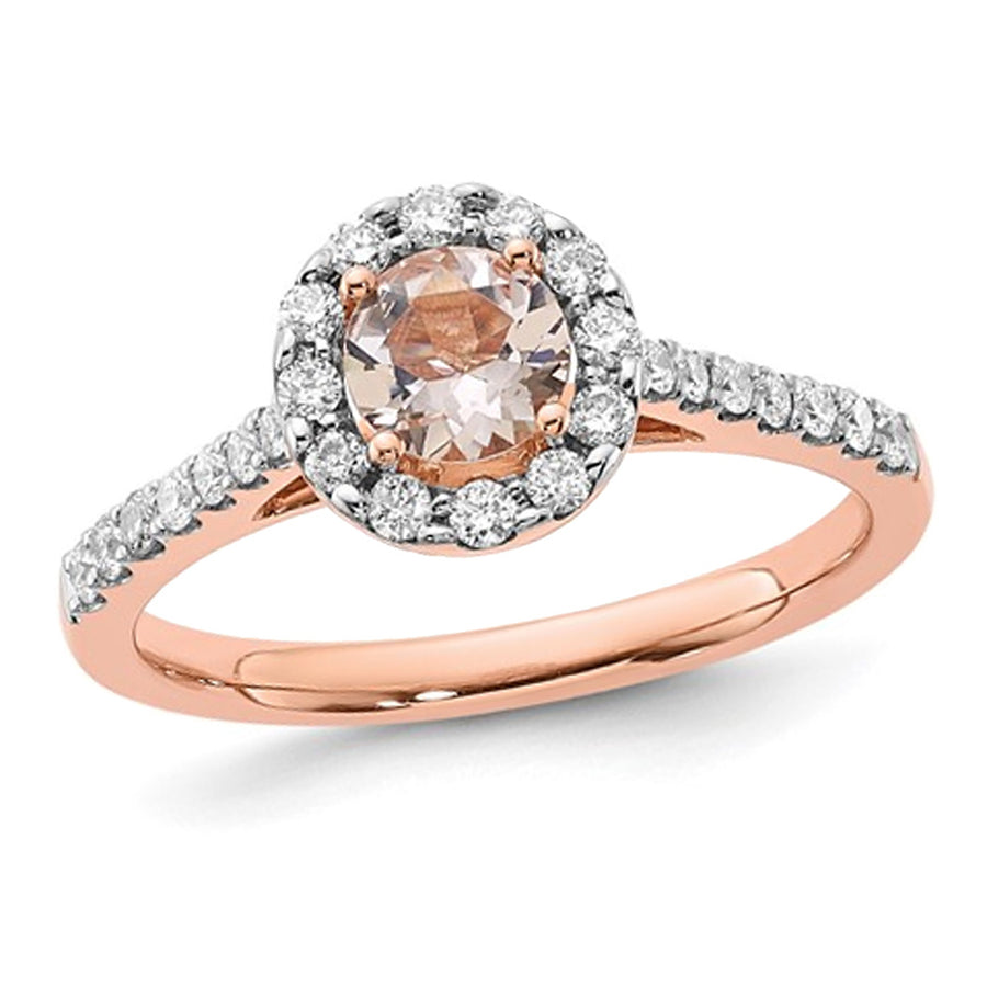 2/5 Carat (ctw) Morganite Engagement Ring in 14K Rose Gold with Diamonds (SIZE 7) Image 1