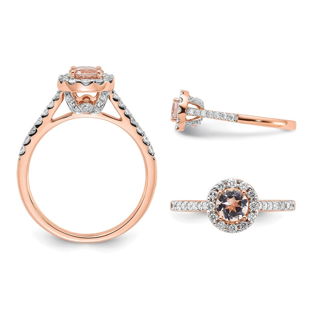 2/5 Carat (ctw) Morganite Engagement Ring in 14K Rose Gold with Diamonds (SIZE 7) Image 2