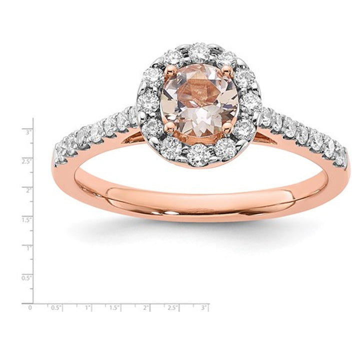 2/5 Carat (ctw) Morganite Engagement Ring in 14K Rose Gold with Diamonds (SIZE 7) Image 3