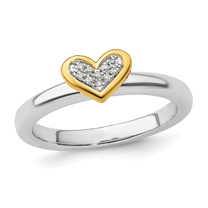 Sterling Silver Heart Promise Ring with Diamond Accents Image 1