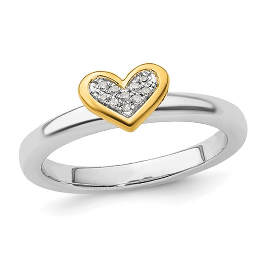 Sterling Silver Heart Promise Ring with Diamond Accents Image 1
