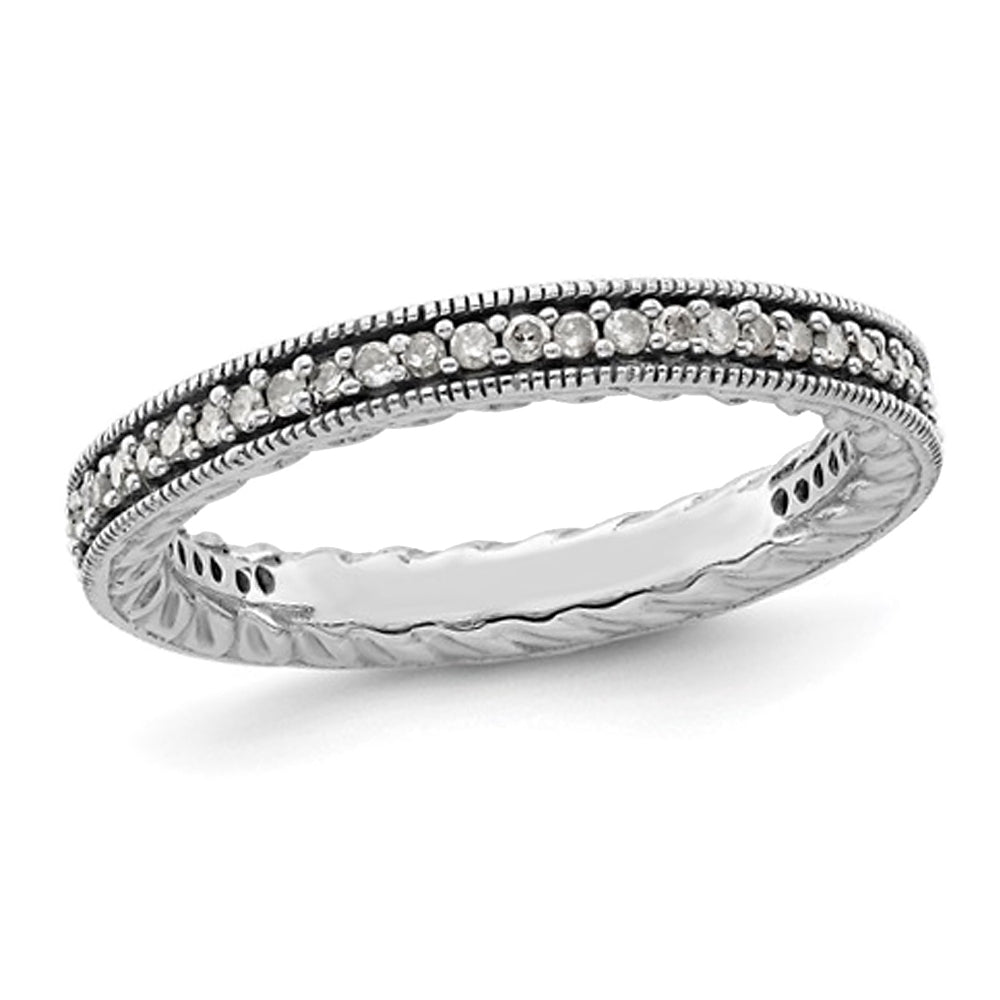 1/3 Carat (ctw) Diamond Wedding Band Ring in Sterling Silver Image 1