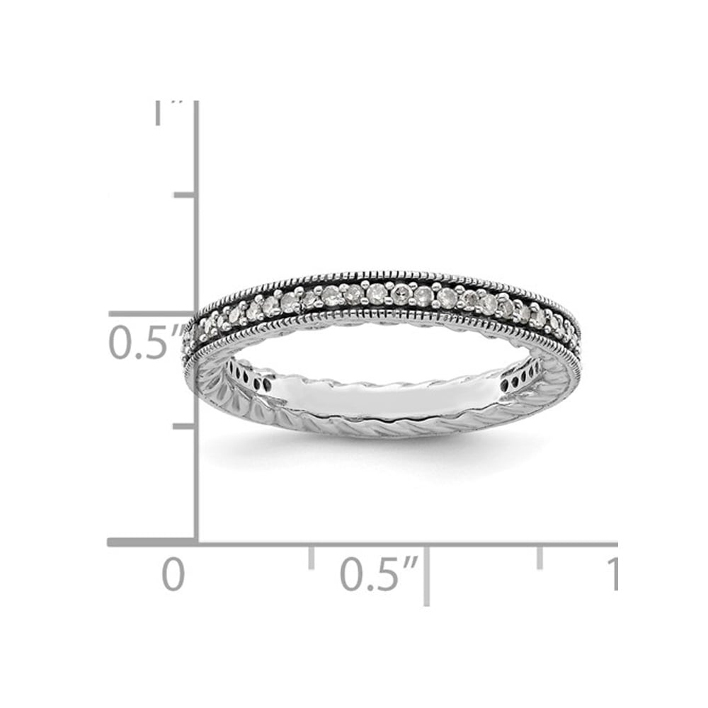 1/3 Carat (ctw) Diamond Wedding Band Ring in Sterling Silver Image 3