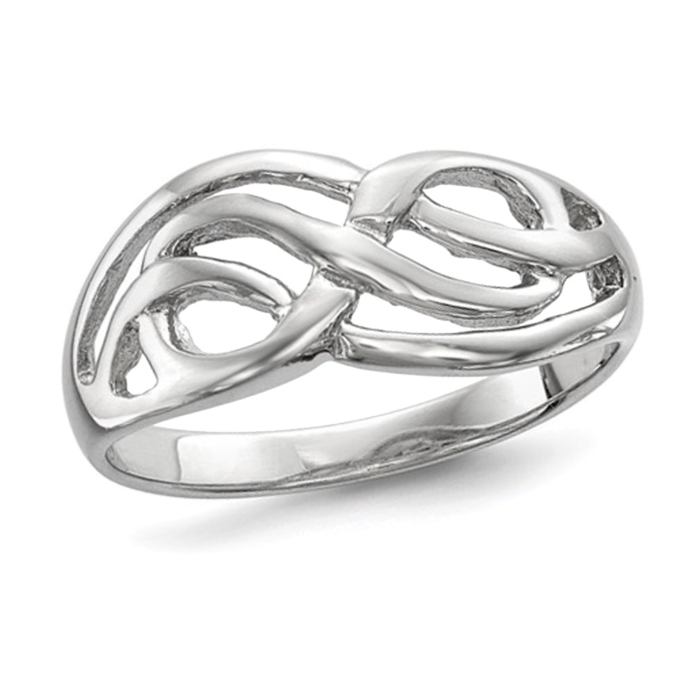 Polished Sterling Silver Rhodium Plated Infinity Ring Image 1