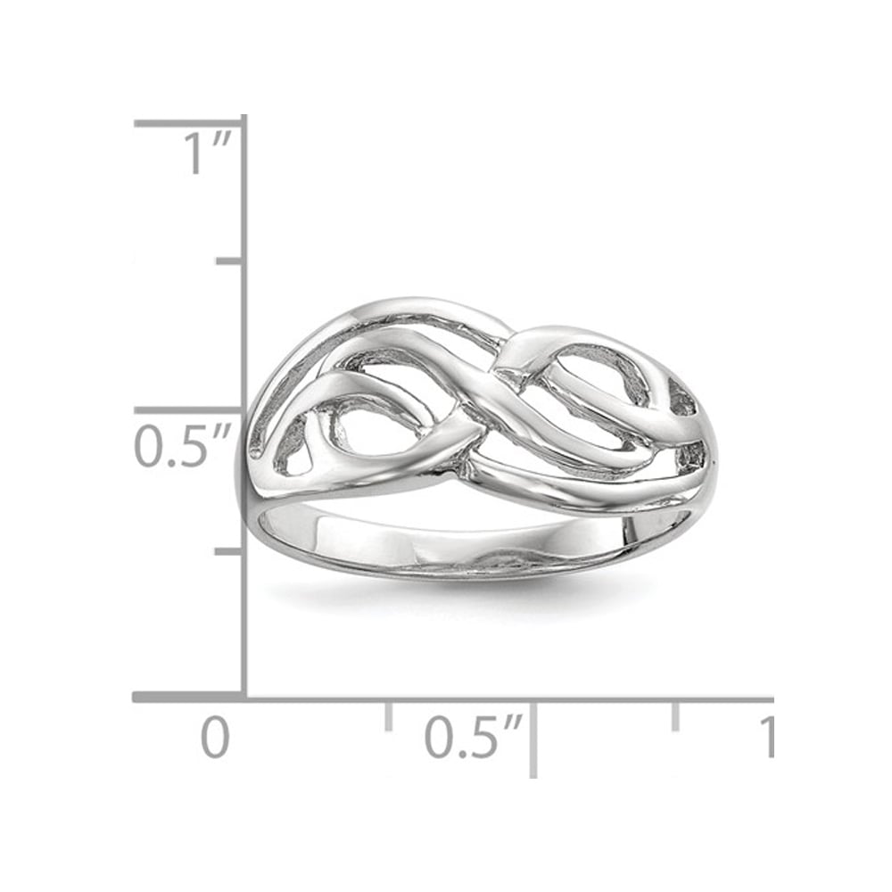Polished Sterling Silver Rhodium Plated Infinity Ring Image 2