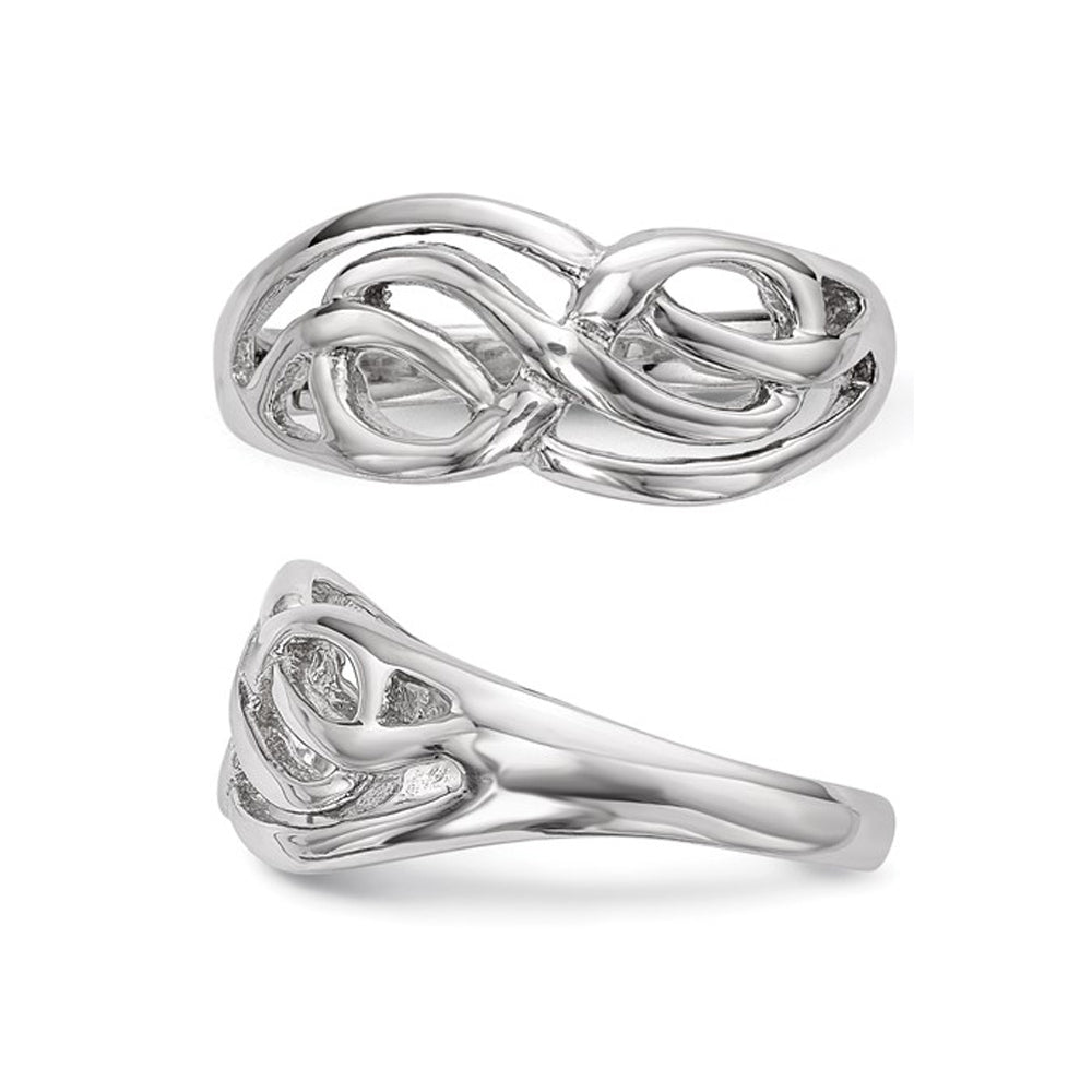 Polished Sterling Silver Rhodium Plated Infinity Ring Image 4