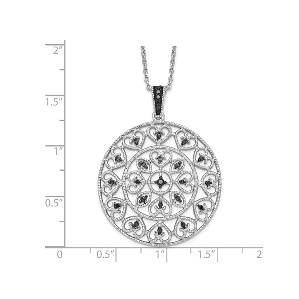 1/5 Carat (ctw) Black Diamond Circle Pendant Necklace in Sterling Silver with Chain Image 2