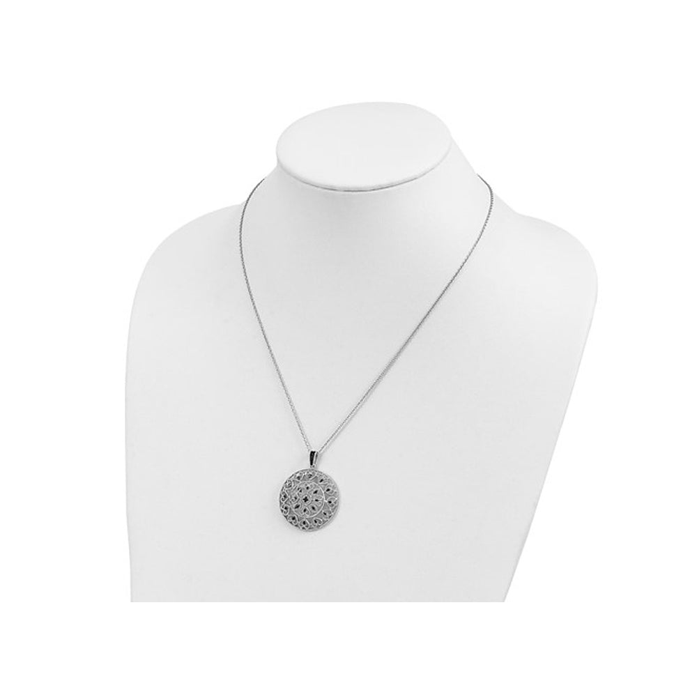 1/5 Carat (ctw) Black Diamond Circle Pendant Necklace in Sterling Silver with Chain Image 3