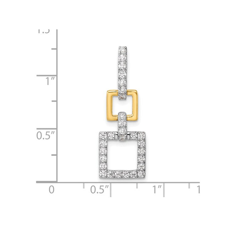 1/2 Carat (ctw) Lab-Grown Diamond Square Dangle Pendant Necklace in 14K White Gold with Chain Image 3
