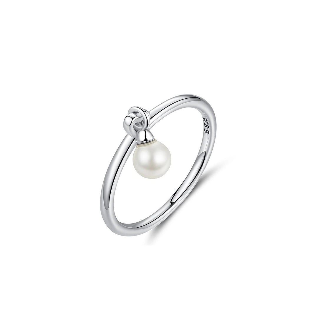 925 Sterling Silver Freshwater Pearl Dangle RIng Image 1