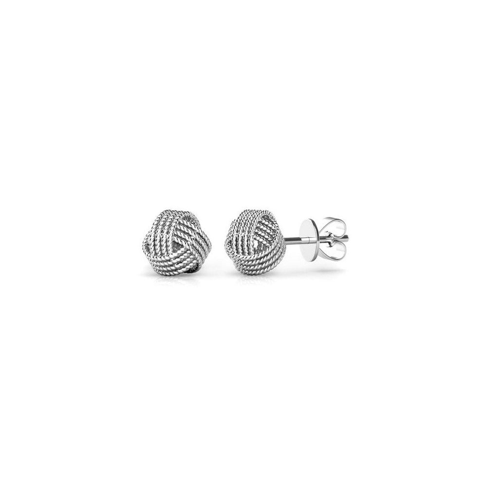 925 Sterling Silver Diamond Cut Love Knot Stud Earrings Image 2