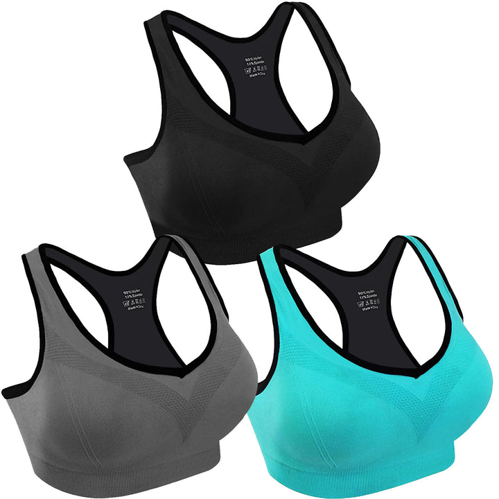 3 Packs Women Sports Bras Padded Yoga Fitness Push Up Bra 90% Nylon S-XXL Image 1