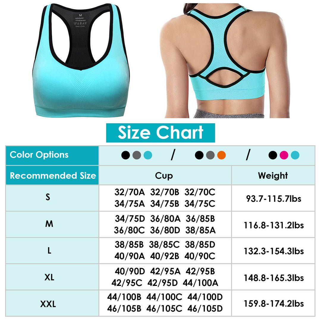 3 Packs Women Sports Bras Padded Yoga Fitness Push Up Bra 90% Nylon S-XXL Image 3