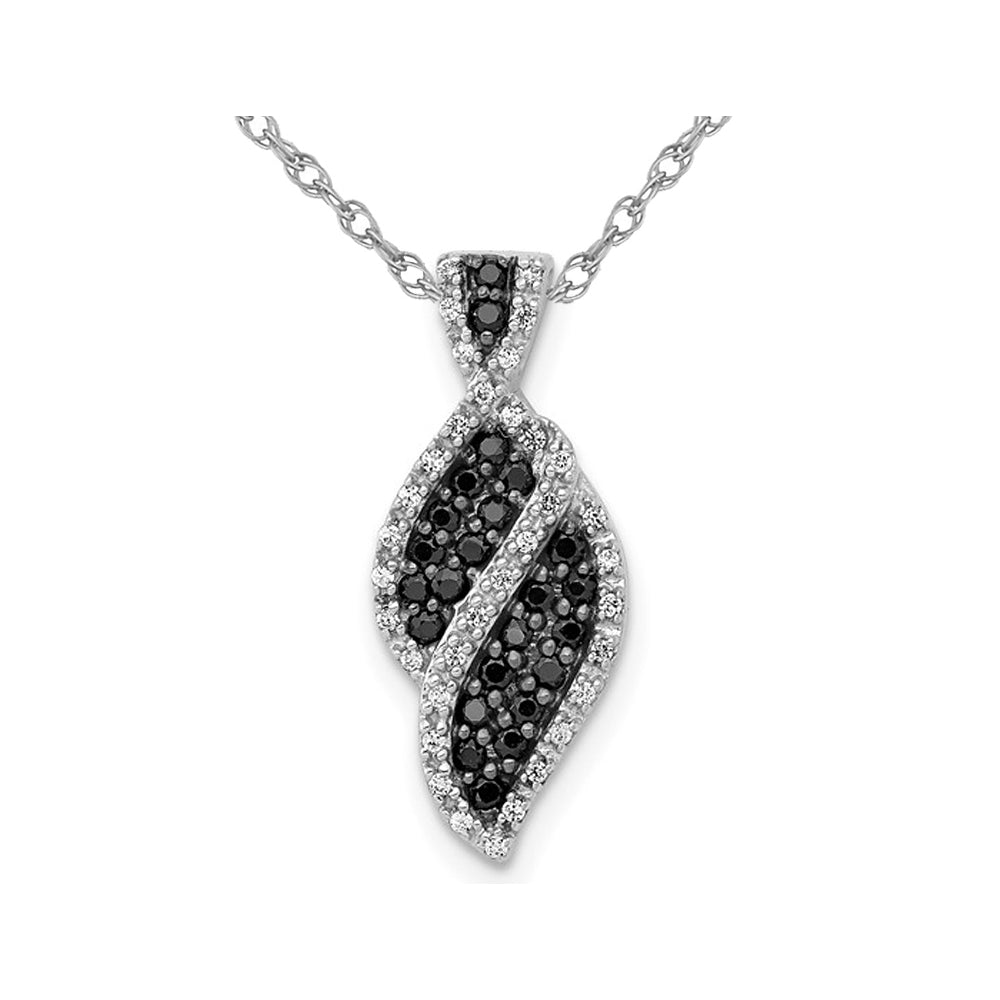 1/3 Carat (ctw) Black and White Diamond Pendant Necklace in 14K White Gold  with Chain Image 1
