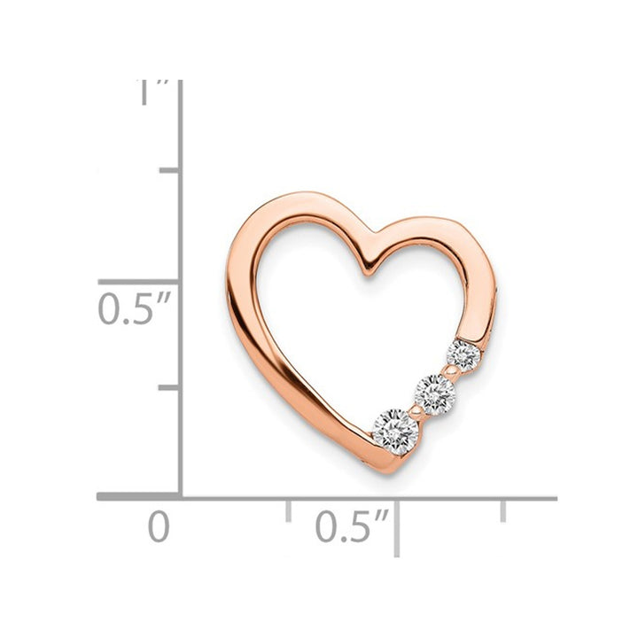 1/7 Carat (ctw) Diamond Heart Pendant Necklace in 14K Rose Pink Gold with Chain Image 2