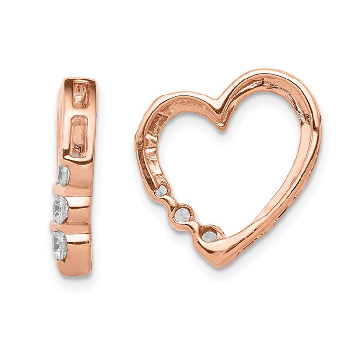 1/7 Carat (ctw) Diamond Heart Pendant Necklace in 14K Rose Pink Gold with Chain Image 3