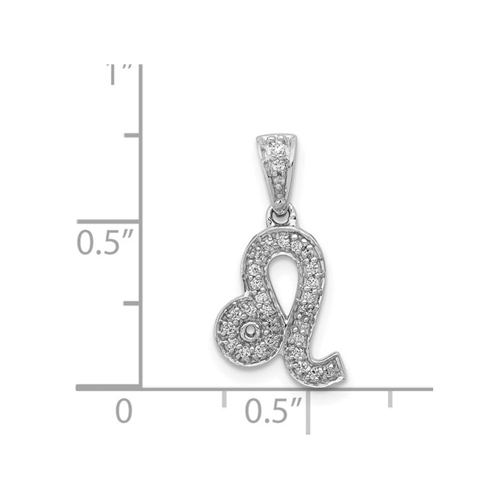 1/8 Carat (ctw) Diamond LEO Charm Zodiac Astrology Pendant Necklace in 14K White Gold with Chain Image 3