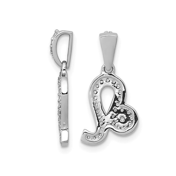 1/8 Carat (ctw) Diamond LEO Charm Zodiac Astrology Pendant Necklace in 14K White Gold with Chain Image 4