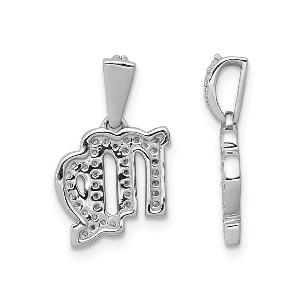 1/8 Carat (ctw) Diamond VIRGO Charm Astrology Zodiac Pendant Necklace in 14K White Gold with Chain Image 3