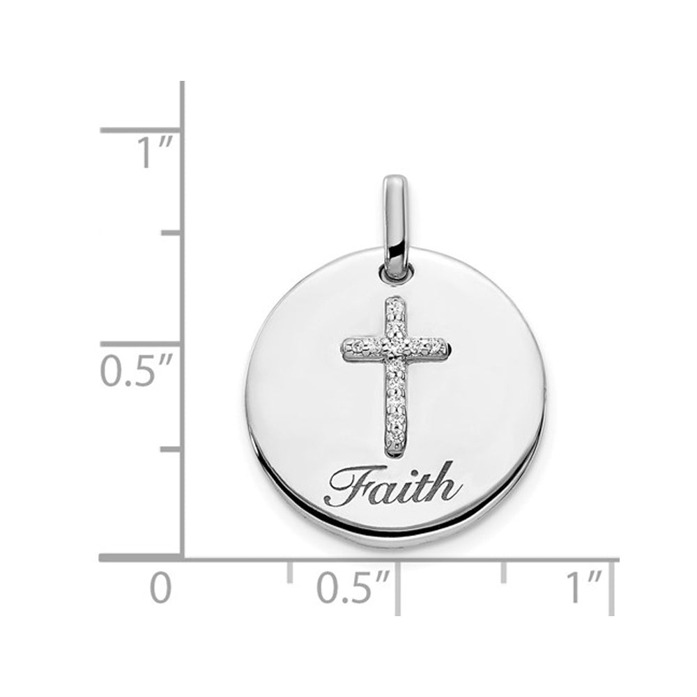 Polished Faith Cross Pendant Necklace in 14K White Gold with Chain Image 3