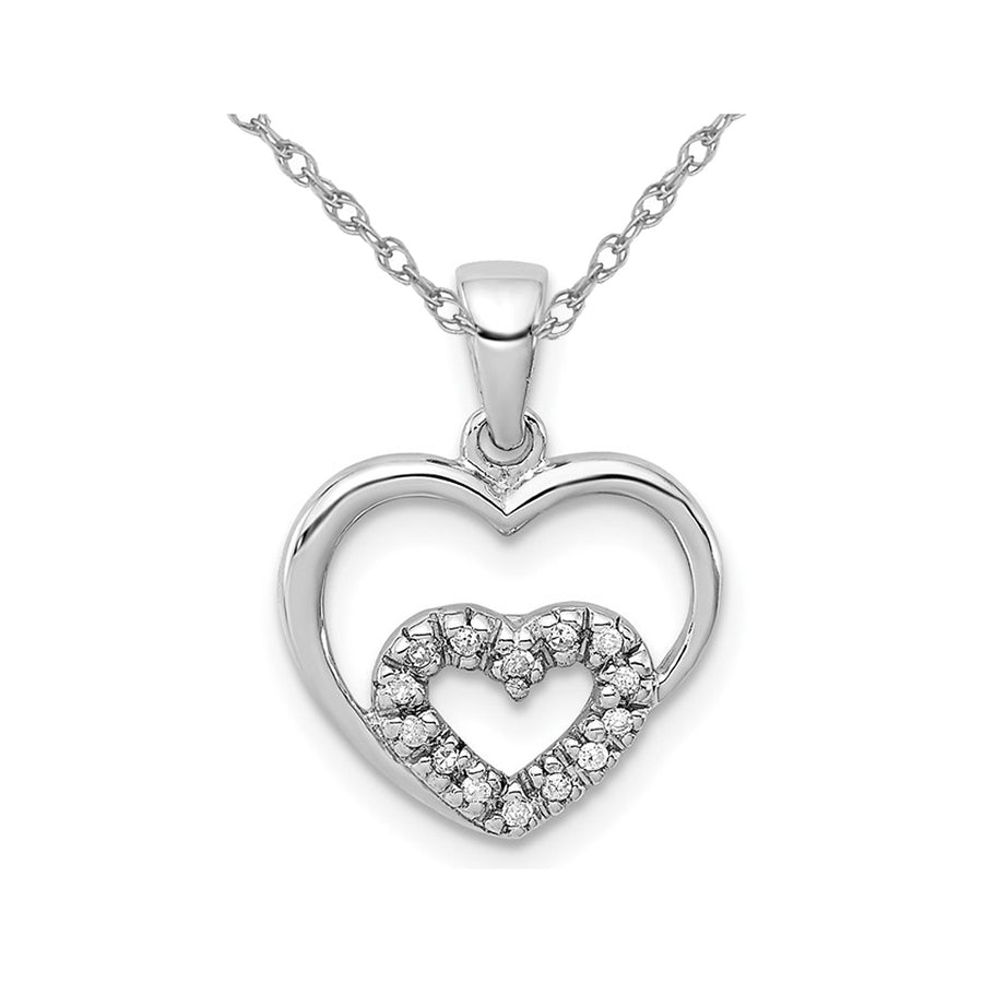 Small Sterling Silver Heart Pendant Necklace with Chain and Accent Diamonds Image 1