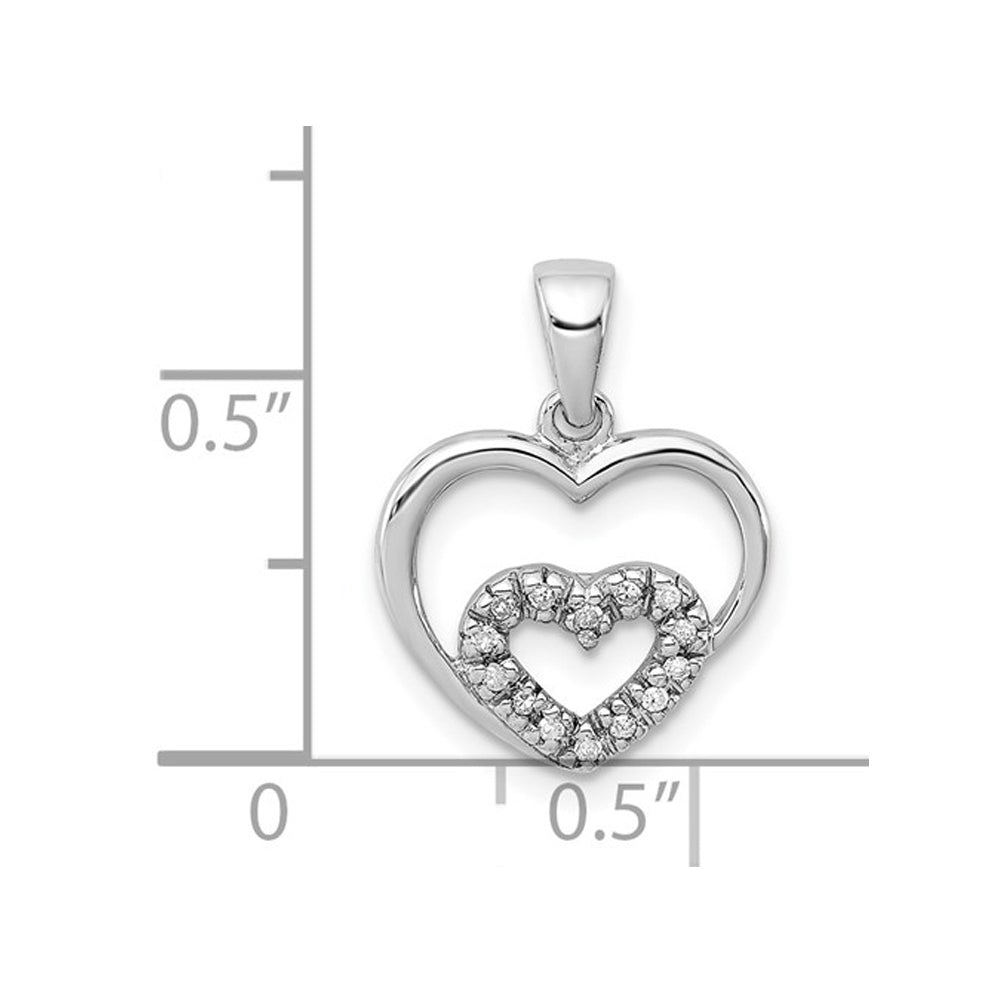 Small Sterling Silver Heart Pendant Necklace with Chain and Accent Diamonds Image 3