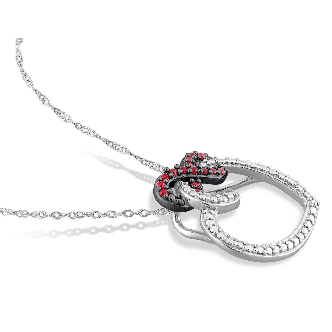 1/6 Carat (ctw) Ruby Heart Infinity Pendant Necklace in 10K White Gold with Chain Image 3